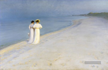  Marie Malerei - Sommerabend am Skagen südlichen Strand mit Anna Ancher und Marie Kroyer Peder Severin Kroyer
